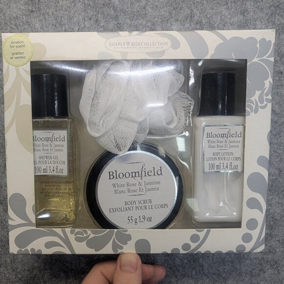 Bloomfield bathing set lotion scrub loofah white rose jasmine - Picture 1 of 1